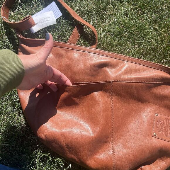 NWT ASHWOOD By Harrods Bison Genuine Leather Large Handbag Cognac Retail $150 - Picture 10 of 13